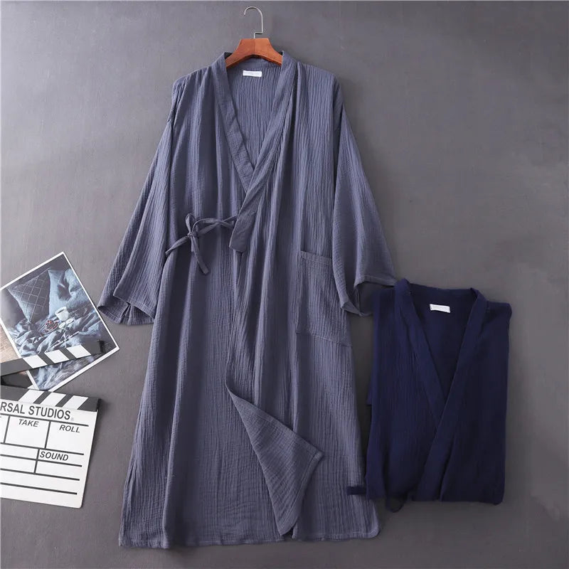 Japanese Cotton Crepe Kimono Robe – Unisex